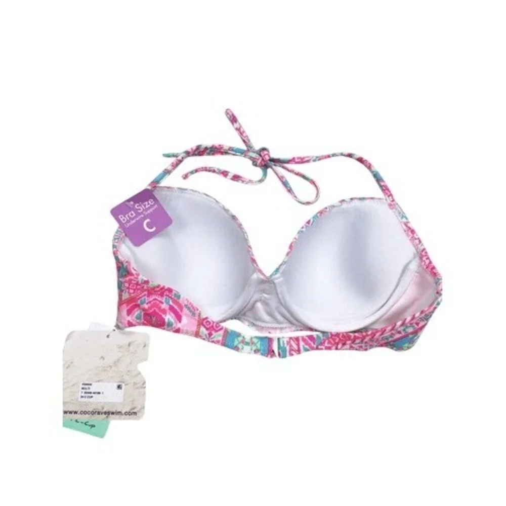 Coco Rave Nixie Bandeau Top Playa It Cool Pink Multi Size 34C